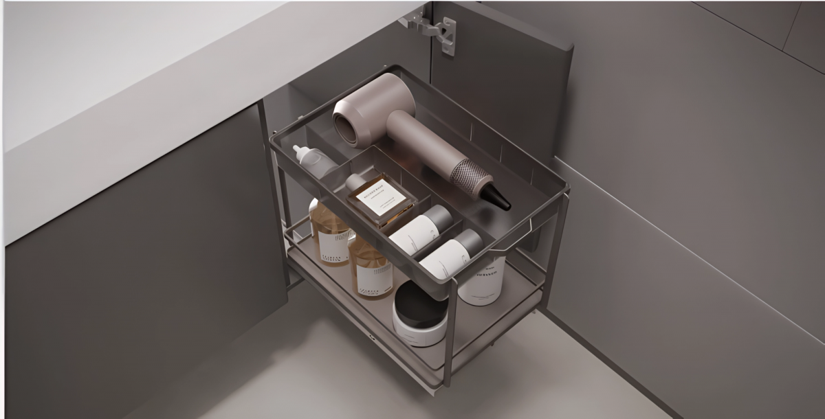 Выдвижная двухуровневая мультикорзина - инновация для ванной: порядок, доступность, стиль