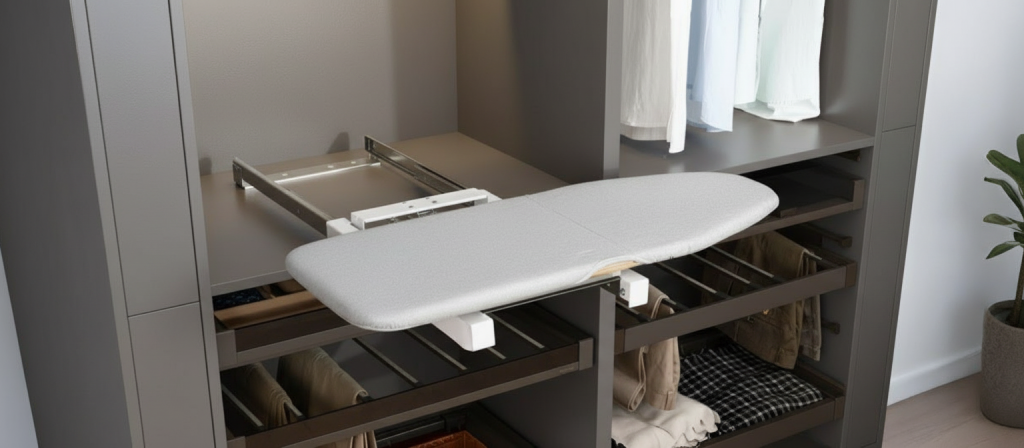 Новинка: выдвижная поворотная гладильная доска Unihopper — умное решение для малогабаритных квартир