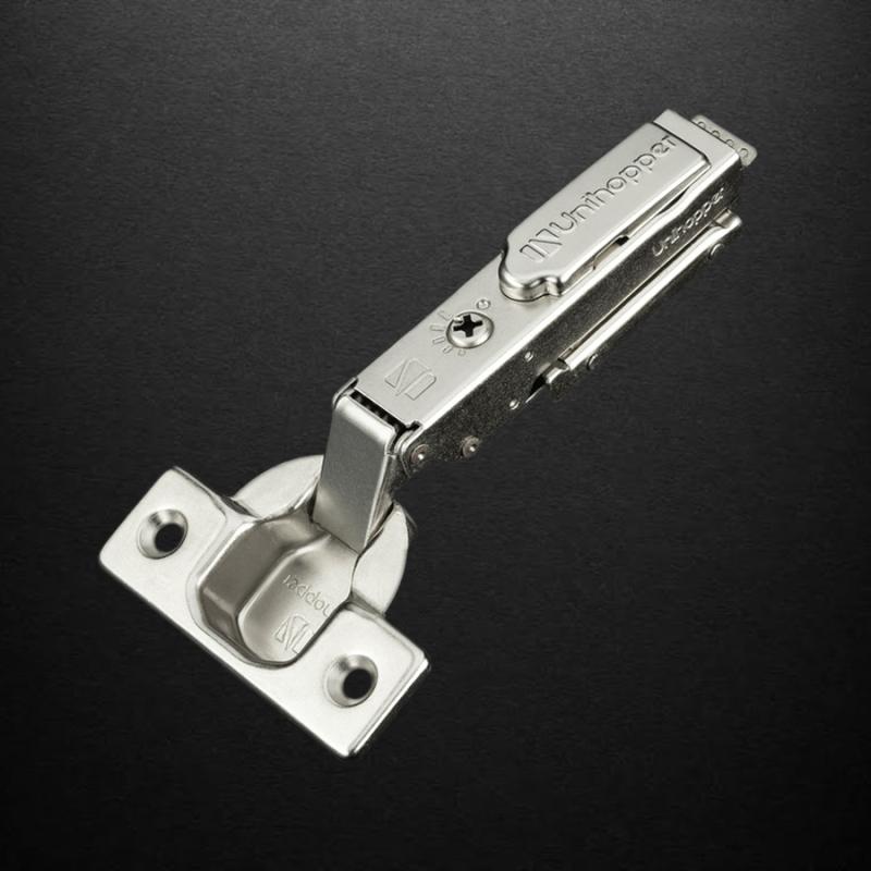 Накладная петля UNIHOPPER HUTTON с регулируемым доводчиком, с линейной планкой, 45мм, никель