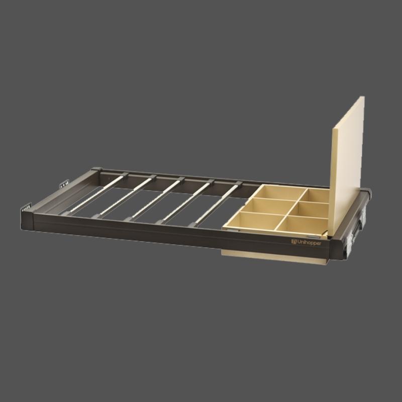 Выдвижная вешалка для брюк Unihopper, в базу 900 мм, с доводчиком, clip-on, Moka
