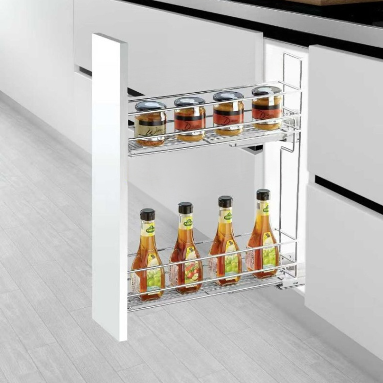 Выдвижная корзина NANO UNIHOPPER левая в базу 150мм, хром, с доводчиком