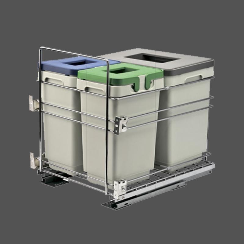 Выдвижная система раздельного хранения 2х8л + 17л в базу 450мм нижнего крепления, с доводчиком