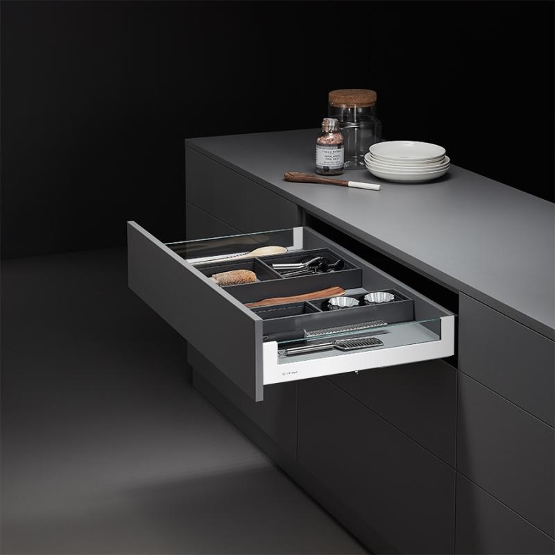 Комплект выдвижного ящика Unihopper Magic Box, 80*450мм, с доводчиком со стеклом, белый