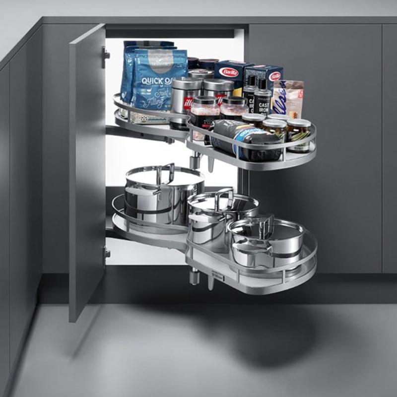 Волшебный уголок Unihopper правый с доводчиком, в ящик 900 мм, фасад 450 мм, серый