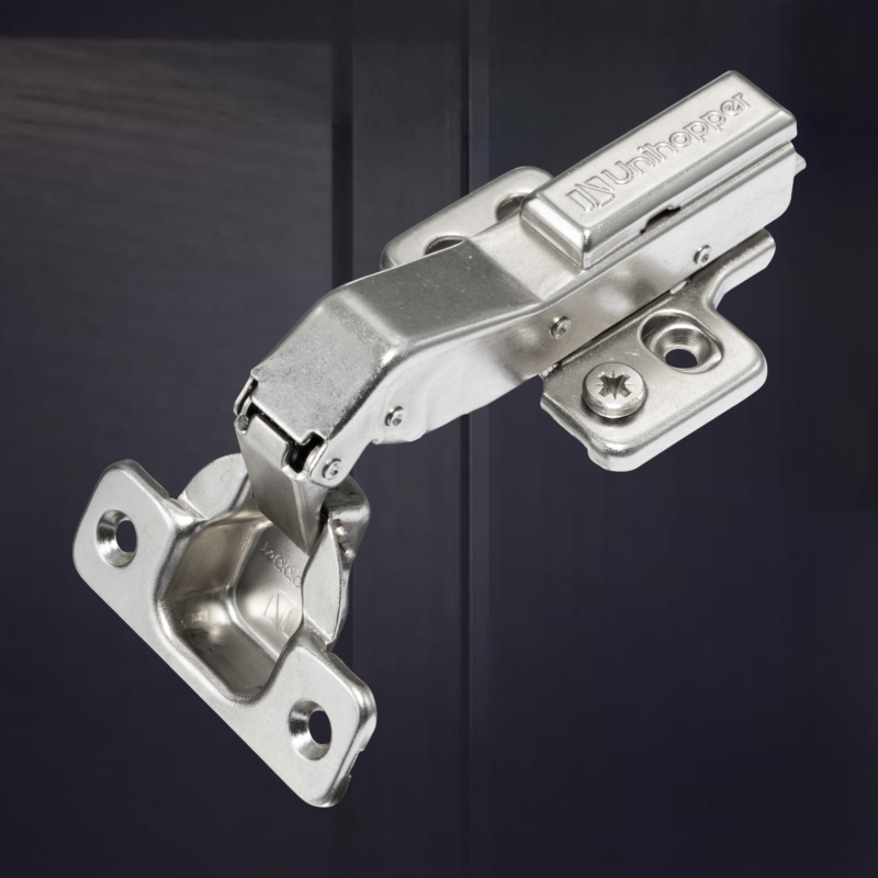 Угловая 45° 3D петля UNIHOPPER с доводчиком, 45мм, с декоративной накладкой