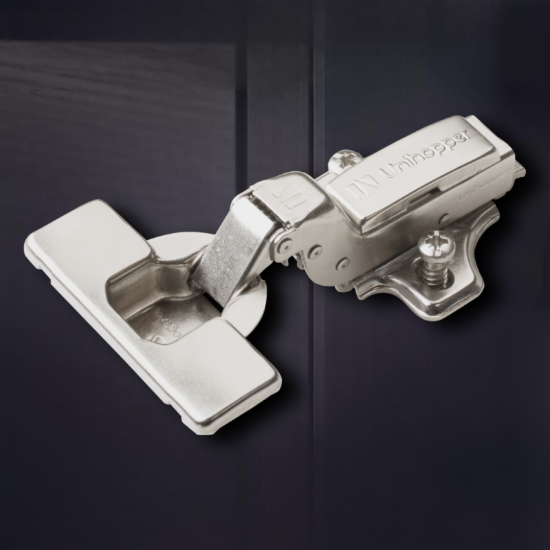 Вкладная петля с евровинтами UNIHOPPER с доводчиком, 52 мм, с декоративной накладкой