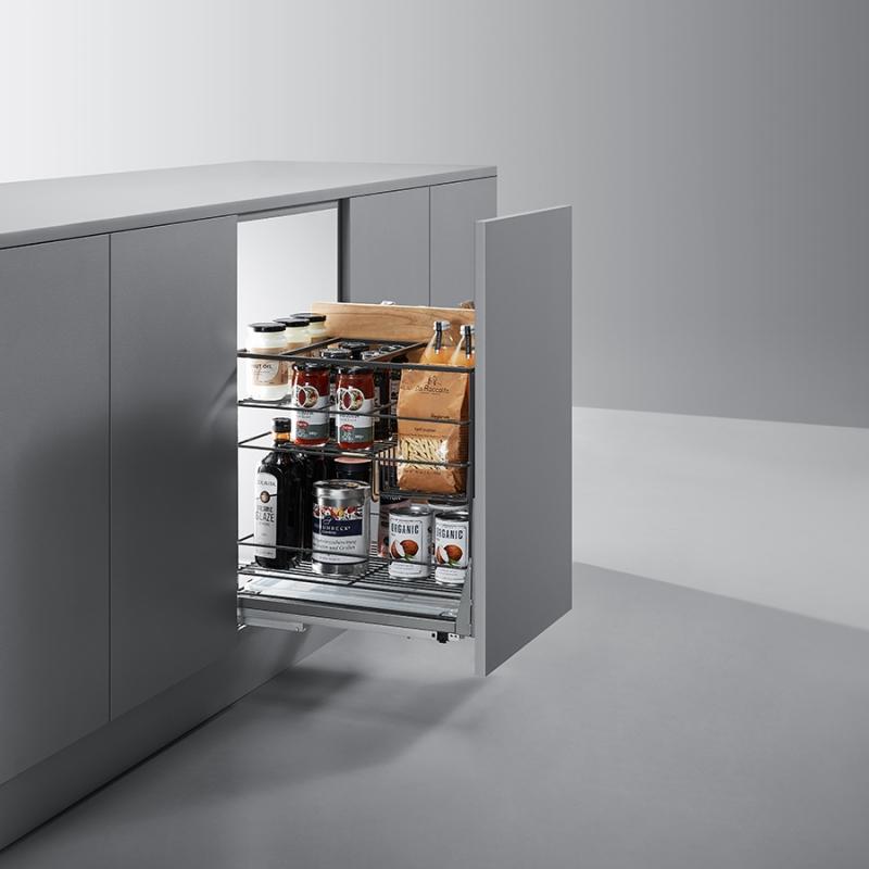 Выдвижная мультикорзина NANO UNIHOPPER в базу 300мм, серая, с доводчиком