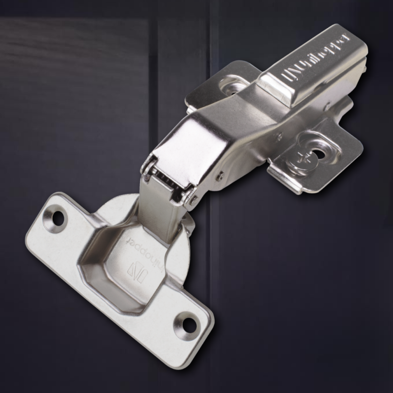 Угловая 45° 3D петля UNIHOPPER с доводчиком, 52мм, с декоративной накладкой