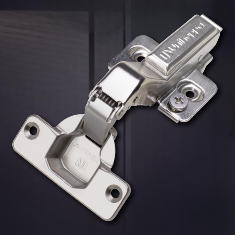 Угловая 30° 3D петля UNIHOPPER с доводчиком, 52мм, с декоративной накладкой