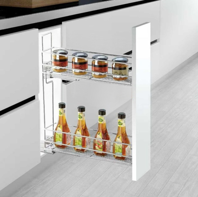 Выдвижная корзина NANO UNIHOPPER правая в базу 150мм, хром, с доводчиком