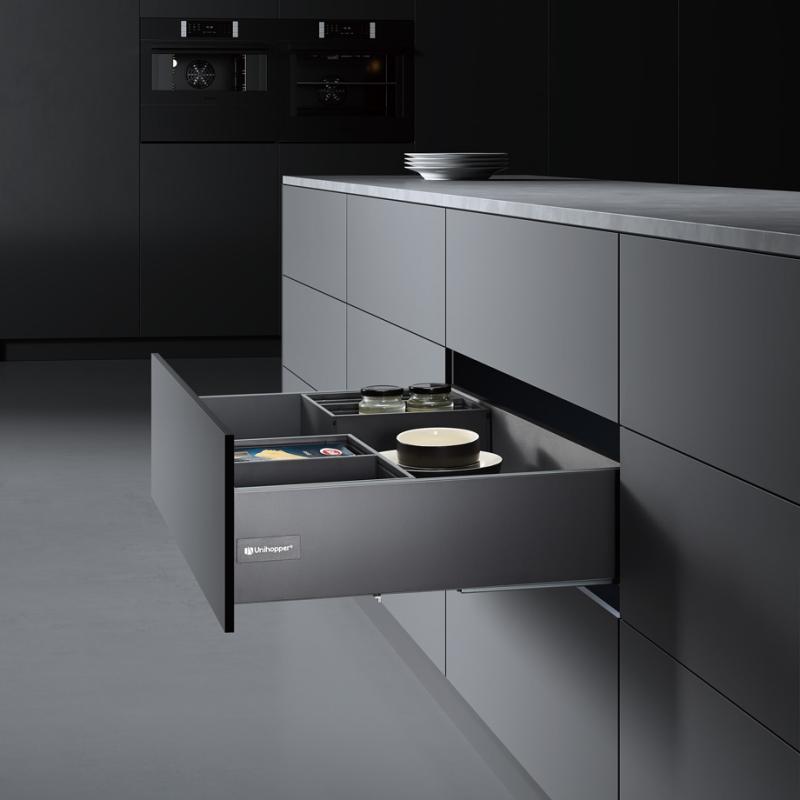 Комплект выдвижного ящика Unihopper Magic Box, 170*500 мм, с доводчиком, графит