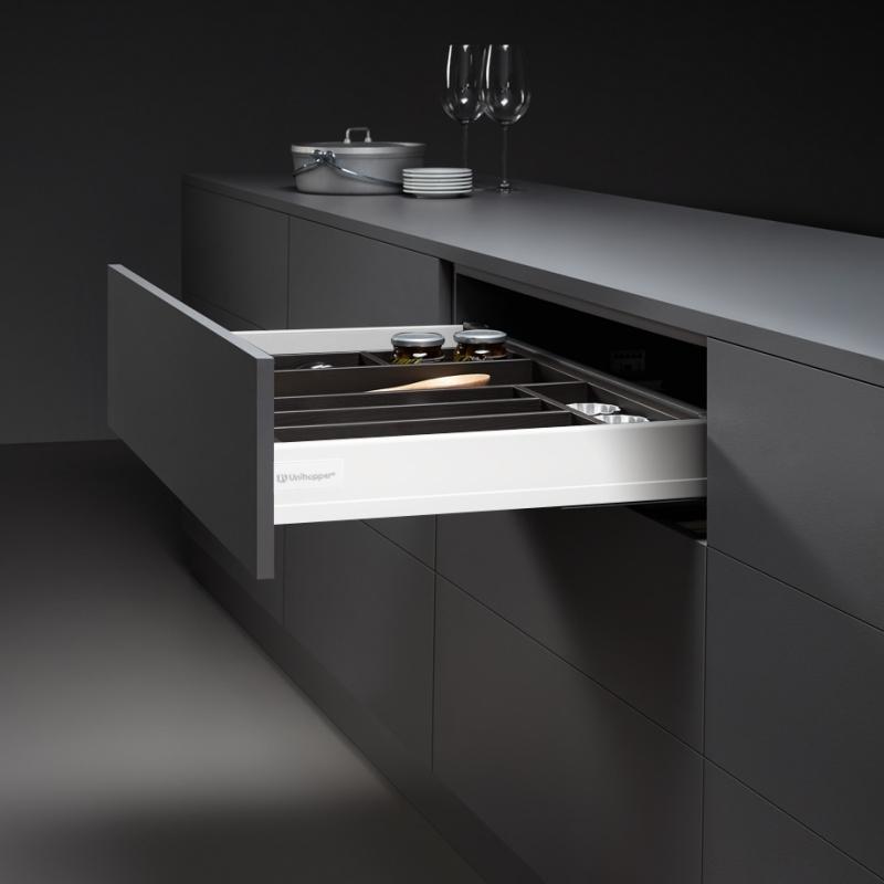 Комплект выдвижного ящика Unihopper Mental box - 2, H80*400мм, белый, с соединением задней стенки