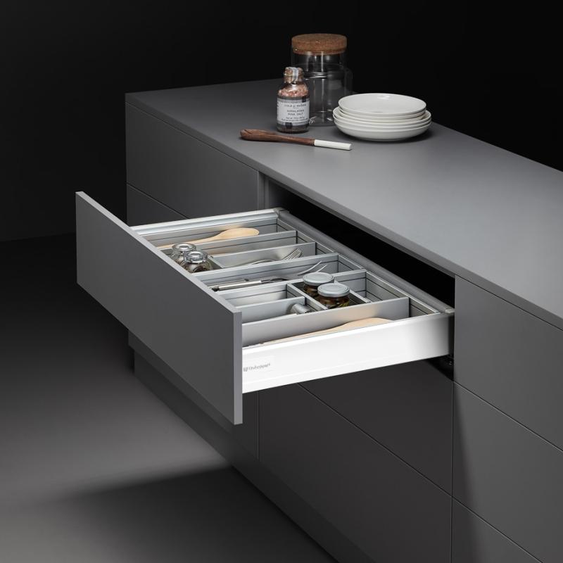 Комплект выдвижного ящика Unihopper Mental box - 2, H80*500мм, белый, с соединением задней стенки