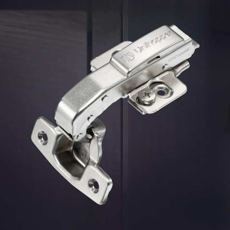 Угловая 90° 3D петля UNIHOPPER для фальшпанели с доводчиком, 45мм, с декоративной накладкой