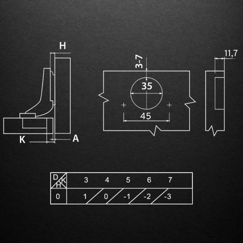 Вкладная 3D петля UNIHOPPER HUTTON с регулируемым доводчиком, 45мм, с декоративной накладкой, никель