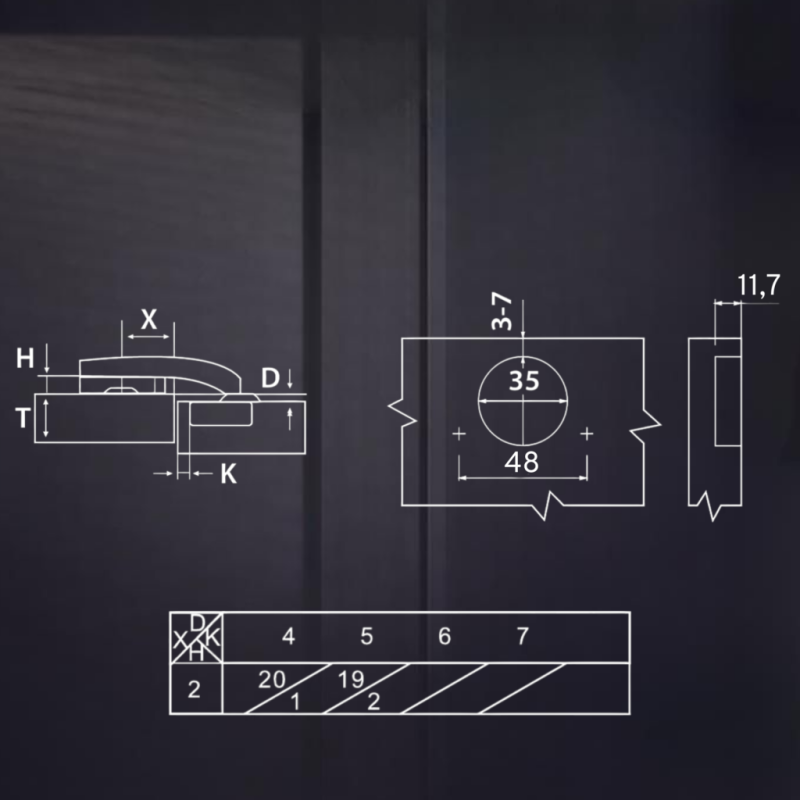 Угловая 90° 3D петля UNIHOPPER с доводчиком, 48мм, с декоративной накладкой