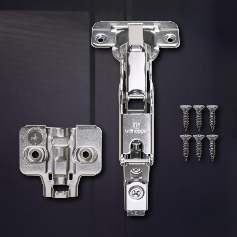 Угловая 165° 3D петля UNIHOPPER с доводчиком, 52мм, с декоративной накладкой