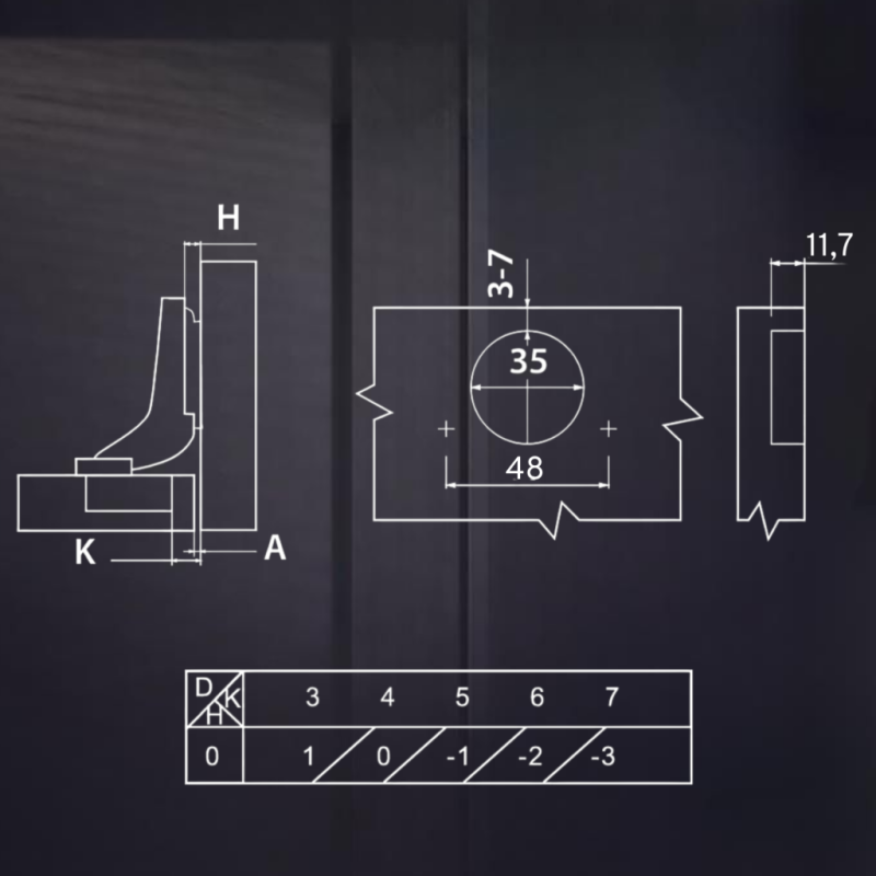 Вкладная 3D петля UNIHOPPER с доводчиком 48мм, с декоративной накладкой