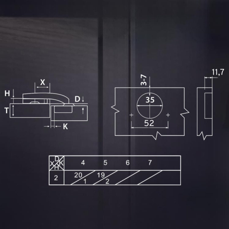 Угловая 90° 3D петля UNIHOPPER для фальшпанели с доводчиком, 52мм, с декоративной накладкой