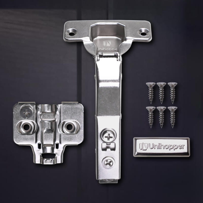 Угловая 45° 3D петля UNIHOPPER с доводчиком, 52мм, с декоративной накладкой