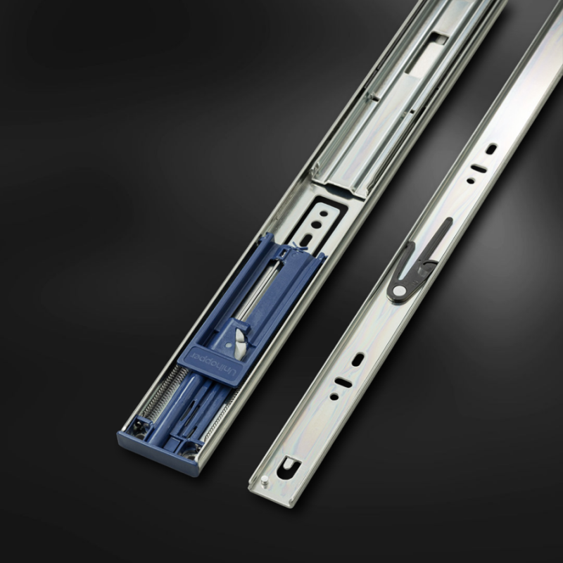 Шариковые направляющие полного выдвижения UNIHOPPER 500 мм H=45мм с доводчиком цинк