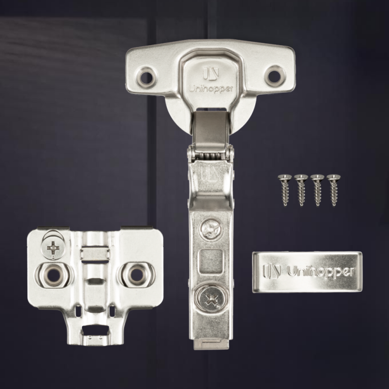 Полунакладная 3D петля UNIHOPPER с доводчиком, 48мм, с декоративной накладкой