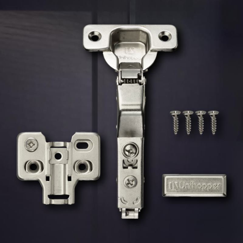 Угловая 30° 3D петля UNIHOPPER с доводчиком, 45мм, с декоративной накладкой