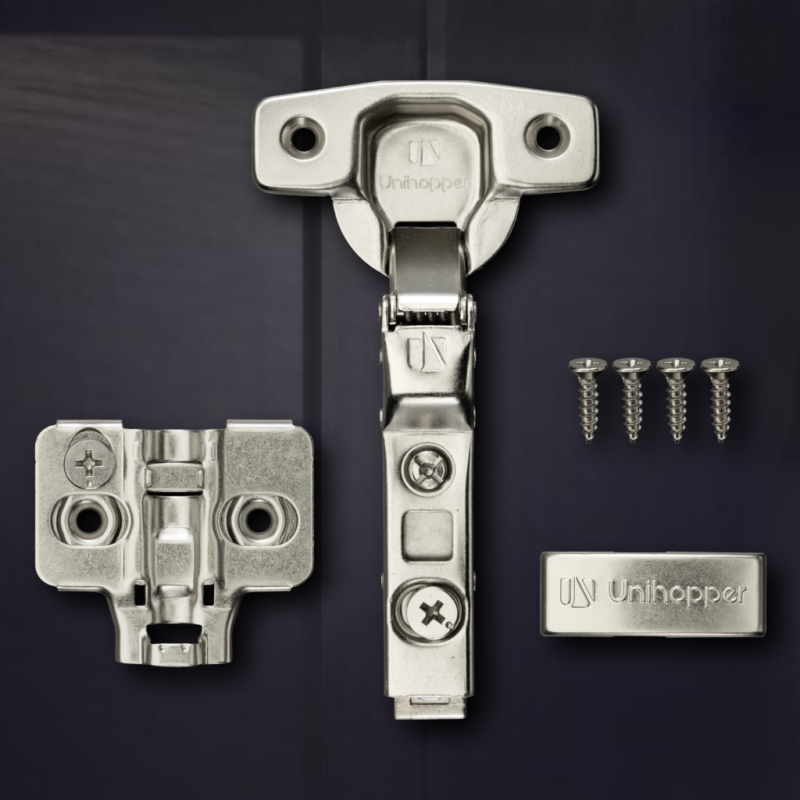 Полунакладная 3D петля UNIHOPPER с доводчиком, 45мм, с декоративной накладкой