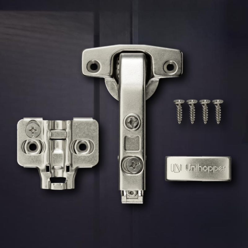 Угловая 90° 3D петля UNIHOPPER с доводчиком, 48мм, с декоративной накладкой