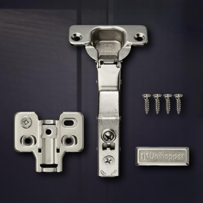 Угловая 45° 3D петля UNIHOPPER с доводчиком, 48мм, с декоративной накладкой