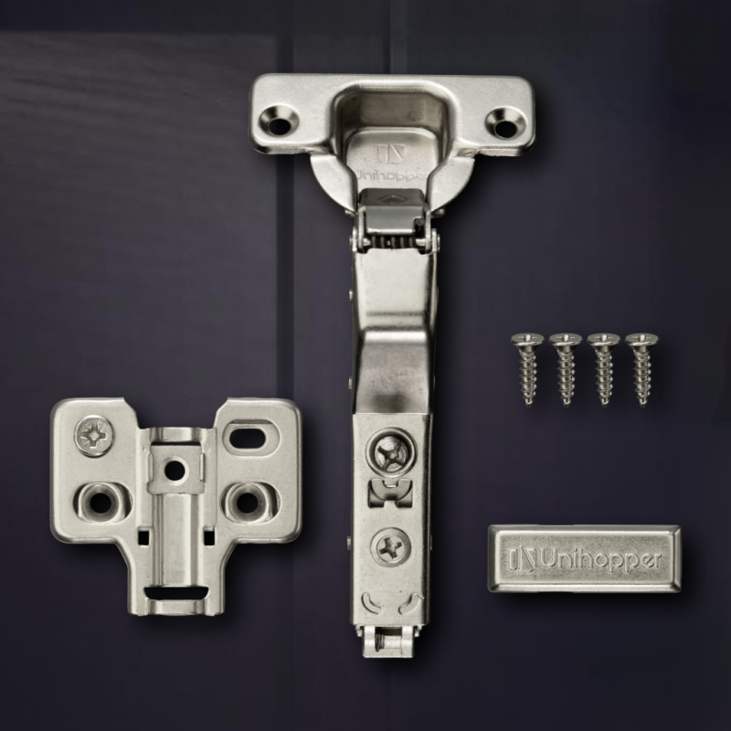 Угловая 30° 3D петля UNIHOPPER с доводчиком, 48мм, с декоративной накладкой