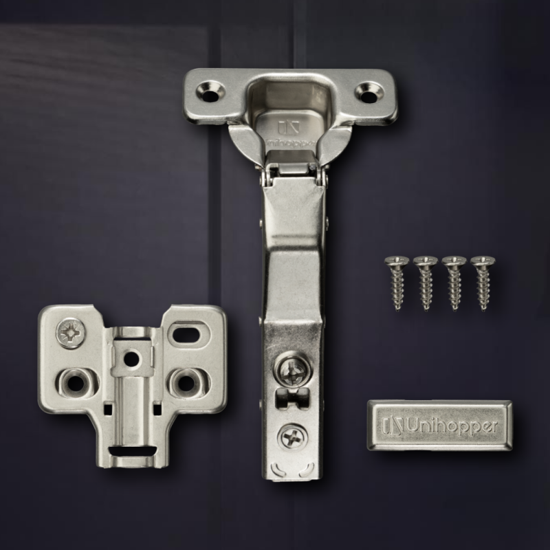 Угловая 45° 3D петля UNIHOPPER с доводчиком, 45мм, с декоративной накладкой