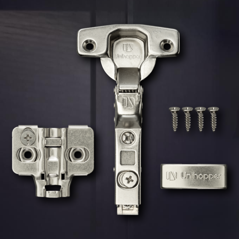 Вкладная 3D петля UNIHOPPER с доводчиком 48мм, с декоративной накладкой