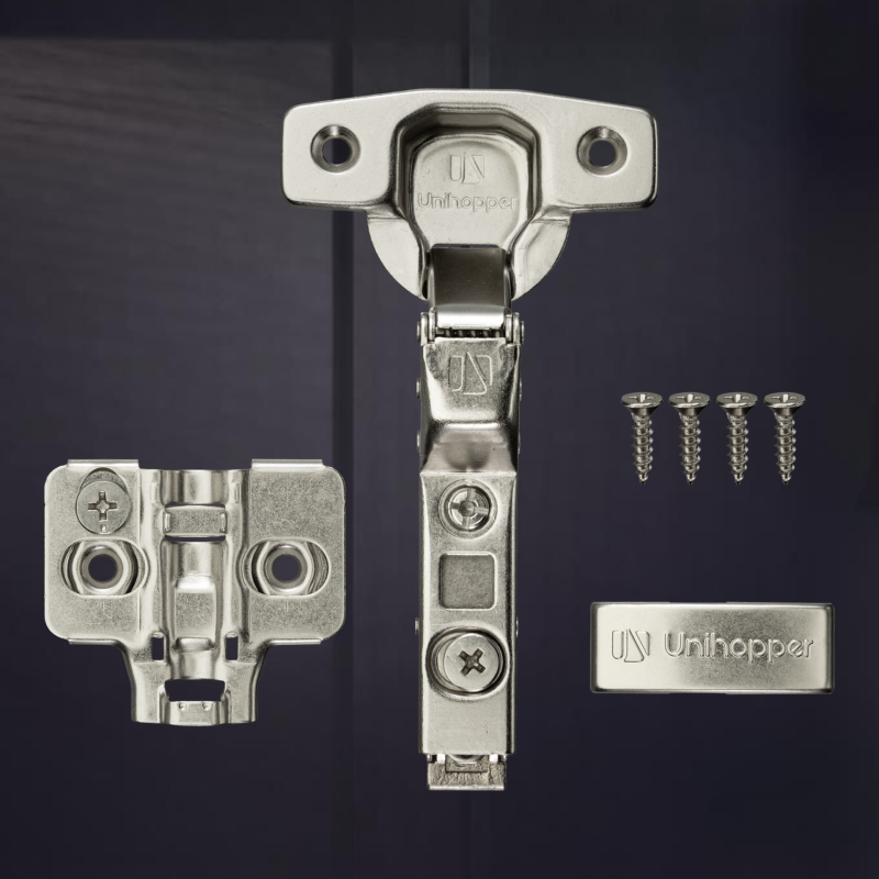 Вкладная 3D петля UNIHOPPER с доводчиком, 45мм, с декоративной накладкой