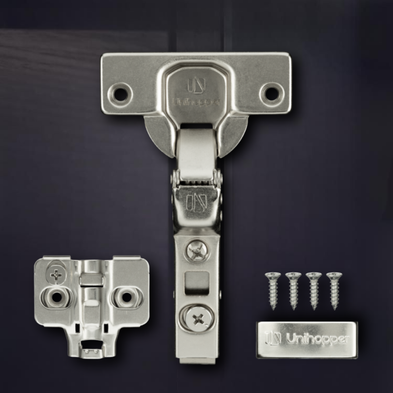 Вкладная 3D петля UNIHOPPER с доводчиком, 52мм, с декоративной накладкой