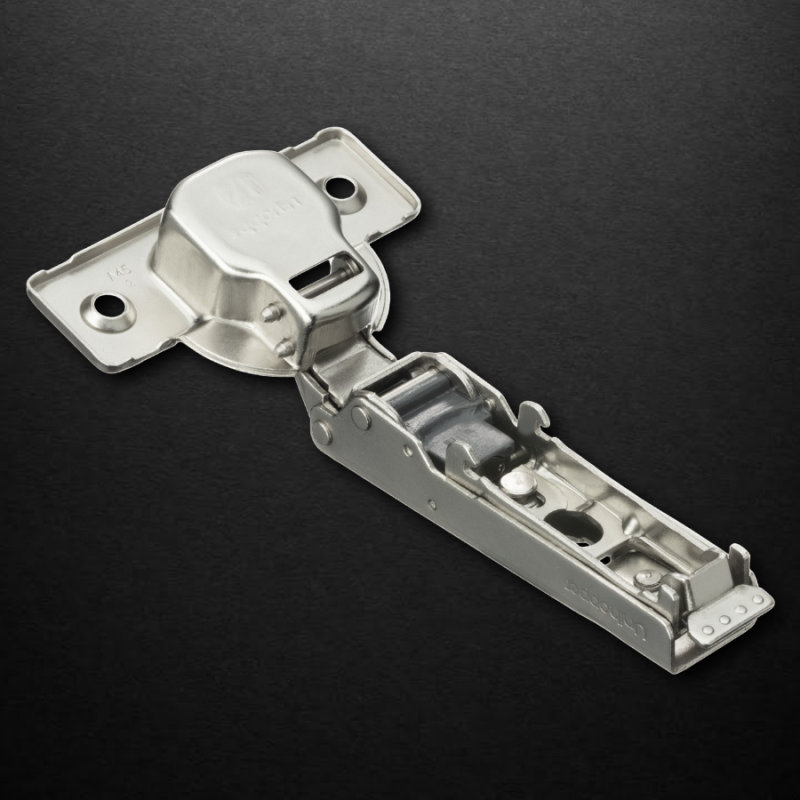 Накладная петля UNIHOPPER HUTTON с регулируемым доводчиком, с линейной планкой, 45мм, никель