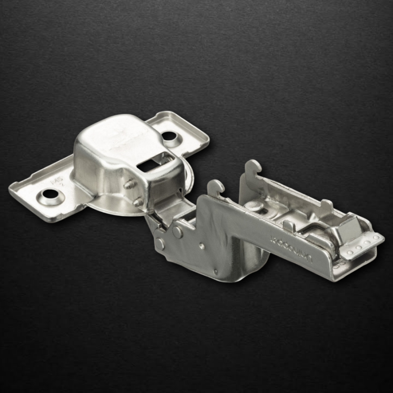 Вкладная 3D петля UNIHOPPER HUTTON с регулируемым доводчиком,планка H-2, 45мм, с декоративной накладкой, никель