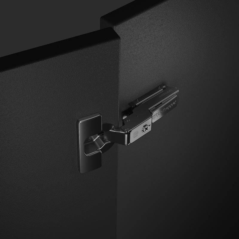 Полунакладная петля UNIHOPPER HUTTON с регулируемым доводчиком, с линейной планкой, 45мм, черный никель