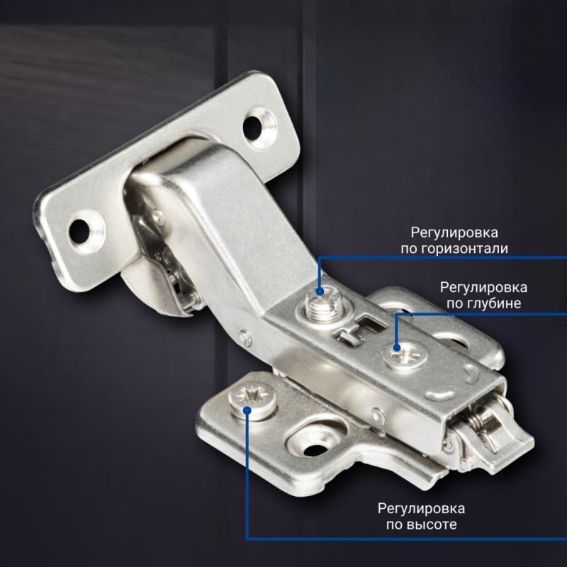 Угловая 30° 3D петля UNIHOPPER с доводчиком, 45мм, с декоративной накладкой