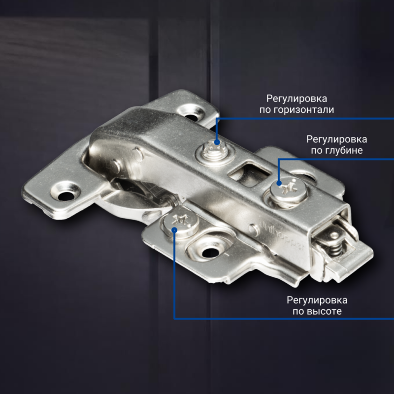 Угловая 90° 3D петля UNIHOPPER с доводчиком, 48мм, с декоративной накладкой