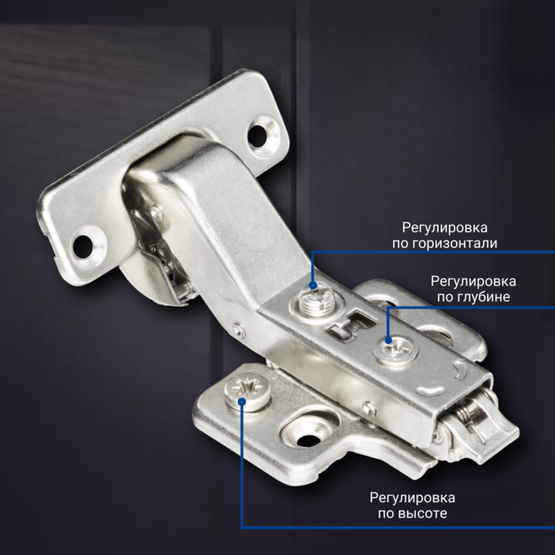 Угловая 30° 3D петля UNIHOPPER с доводчиком, 48мм, с декоративной накладкой