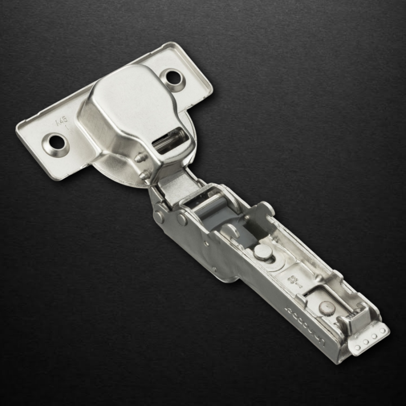 Полунакладная 3D петля UNIHOPPER HUTTON с регулируемым доводчиком, 45мм, с декоративной накладкой, никель