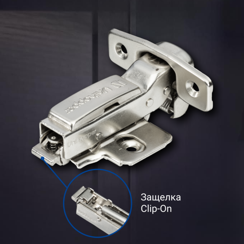 Полунакладная 3D петля UNIHOPPER с доводчиком, 45мм, с декоративной накладкой