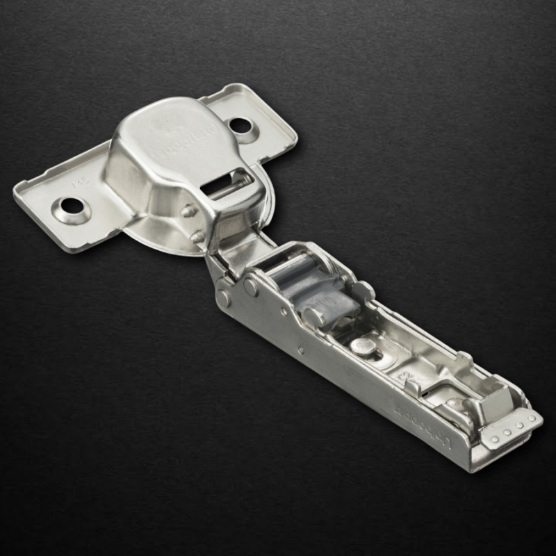 Накладная 3D петля UNIHOPPER HUTTON с регулируемым доводчиком, 45мм, с декоративной накладкой, никель