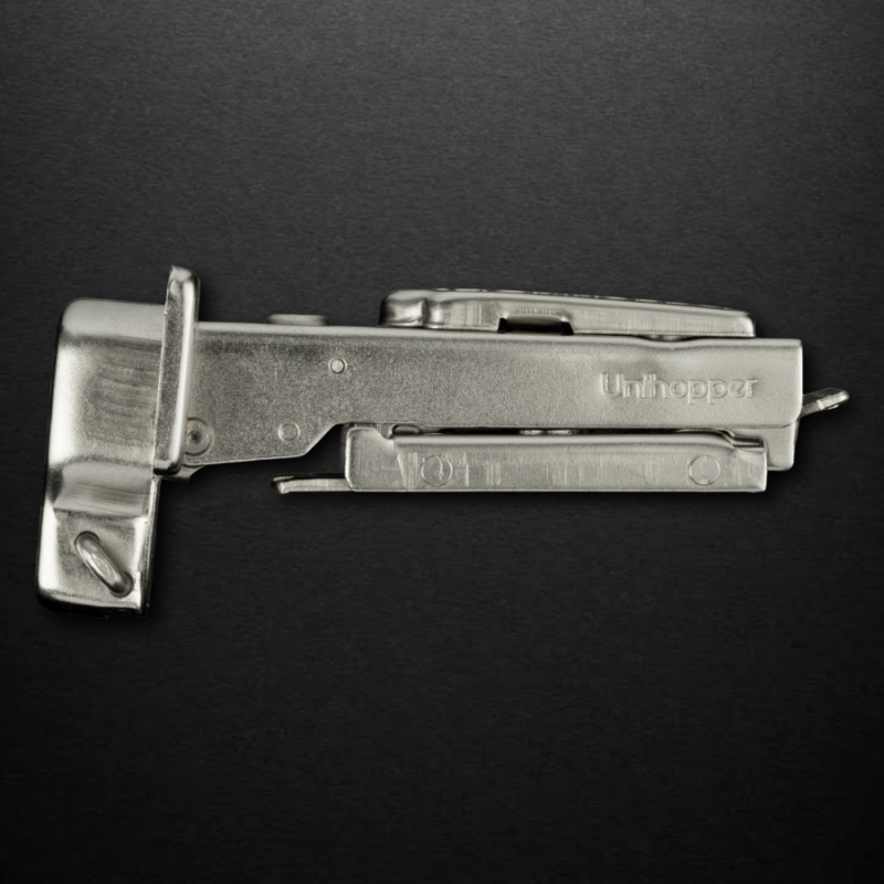 Накладная петля UNIHOPPER HUTTON с регулируемым доводчиком, с линейной планкой, 45мм, никель