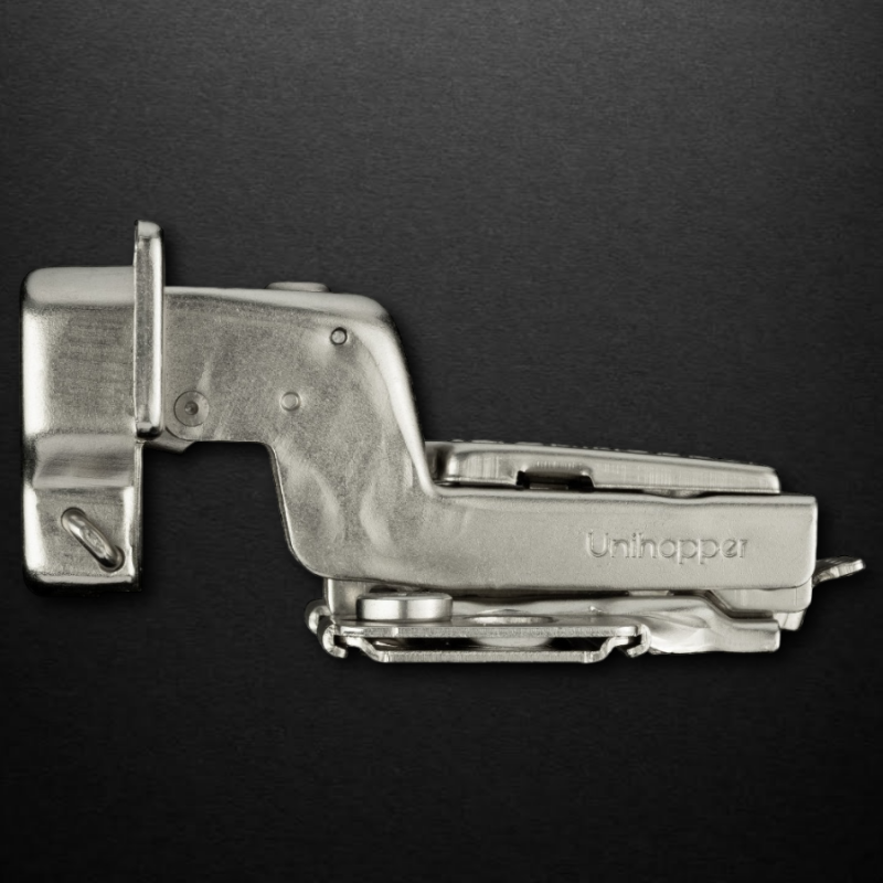 Вкладная 3D петля UNIHOPPER HUTTON с регулируемым доводчиком, 45мм, с декоративной накладкой, никель