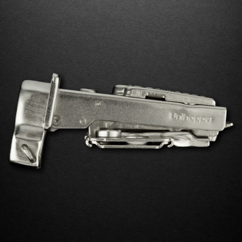 Накладная 3D петля UNIHOPPER HUTTON с регулируемым доводчиком, 45мм, с декоративной накладкой, никель