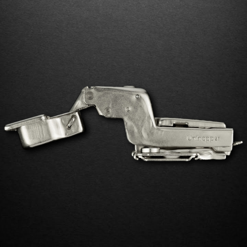 Вкладная 3D петля UNIHOPPER HUTTON с регулируемым доводчиком, 45мм, с декоративной накладкой, никель