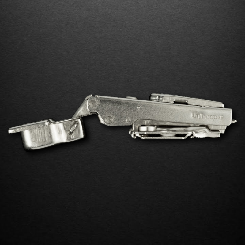 Накладная 3D петля UNIHOPPER HUTTON с регулируемым доводчиком, 45мм, с декоративной накладкой, никель