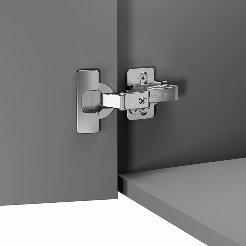 Вкладная 3D петля UNIHOPPER HUTTON с регулируемым доводчиком,планка H-2, 45мм, с декоративной накладкой, никель